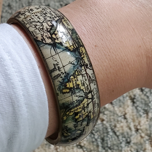 Modcloth Jewelry - Modcloth Antique Map Bangle Bracelet